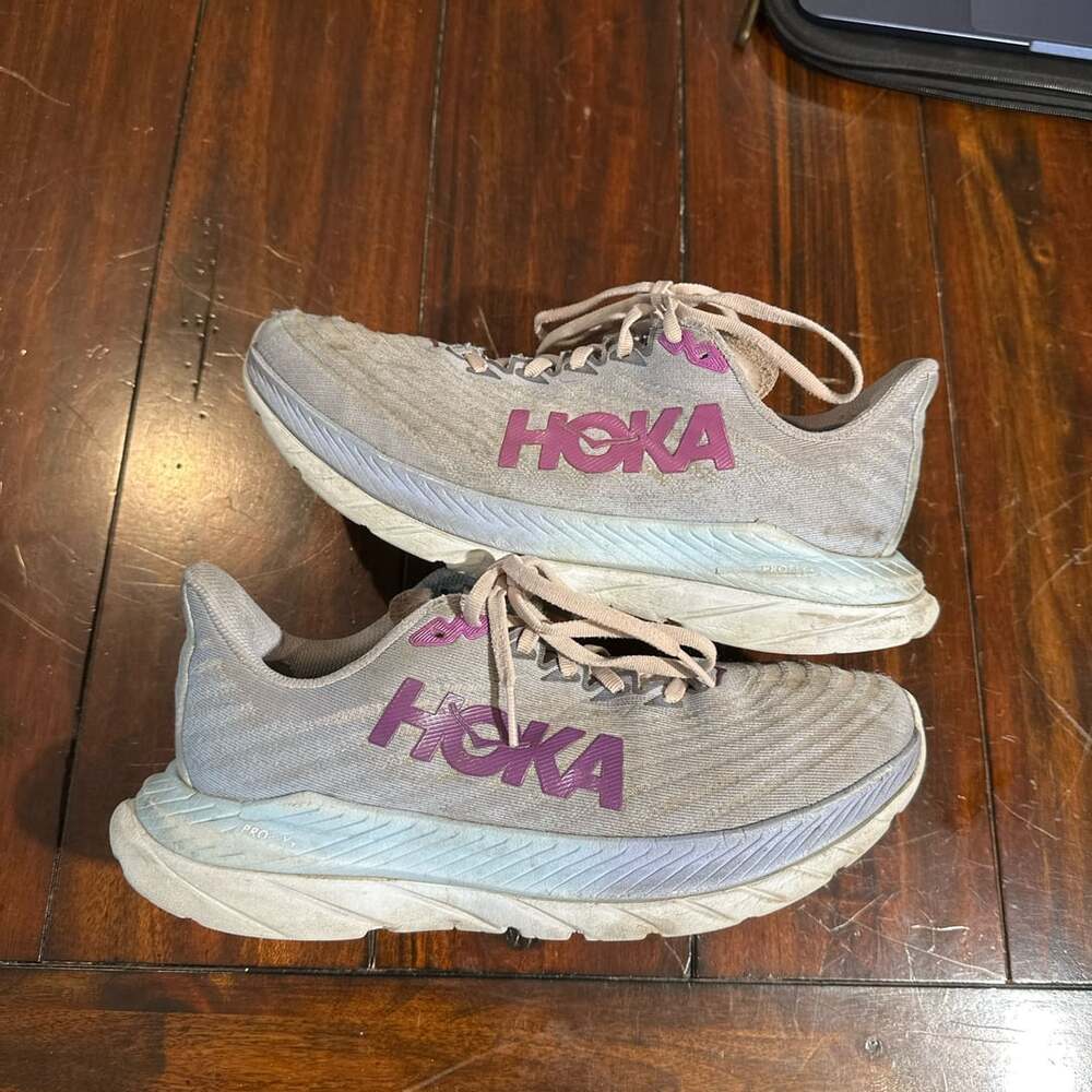 Hoka Mach 5 Running Shoes Gray Purple Size 8B Womens